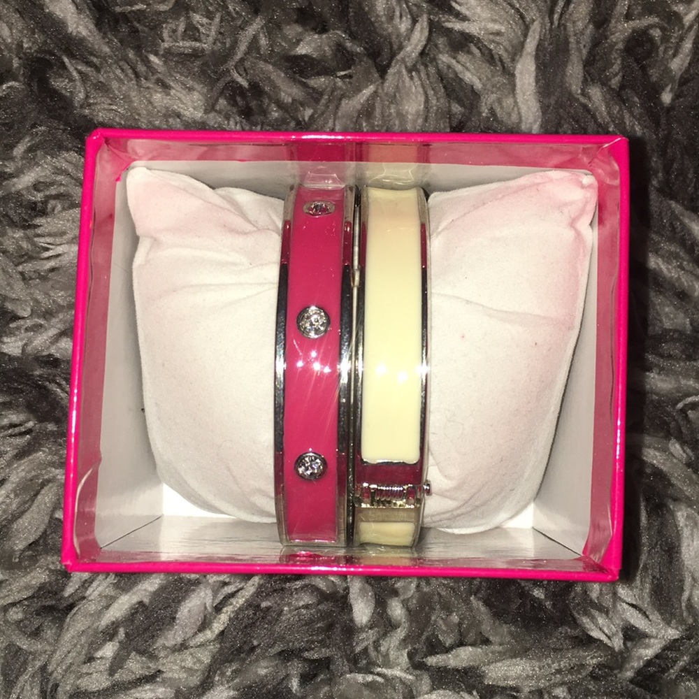 NWOT Pink & White bangle bracelets!!